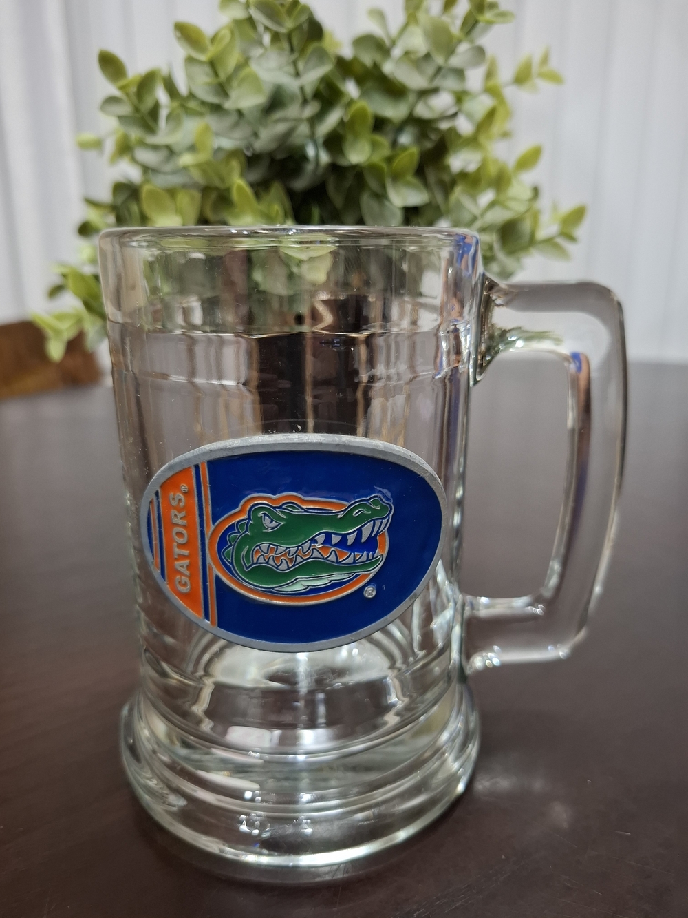 Vintage University of Florida Gators Glass Beer Mug Stein with Pewter Logo Emble
